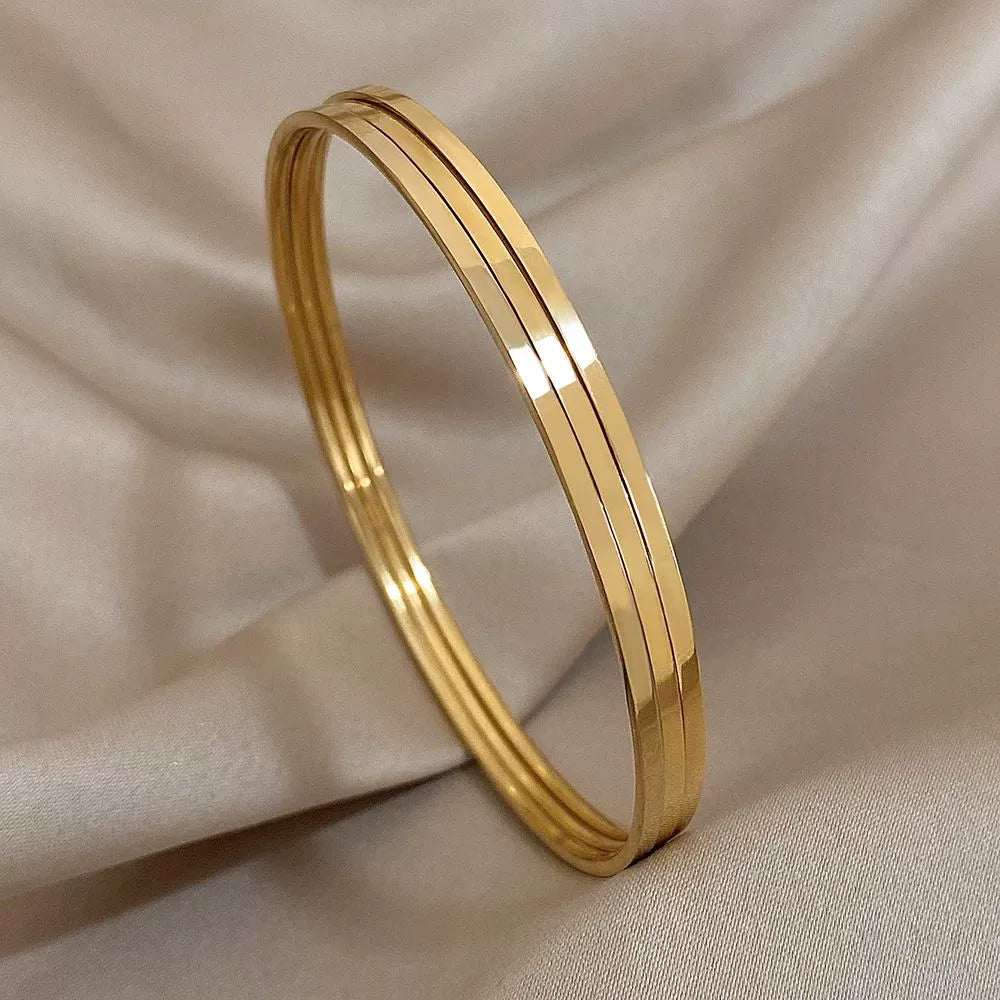 Myanna Stackable Bangle Set - Gold Slim