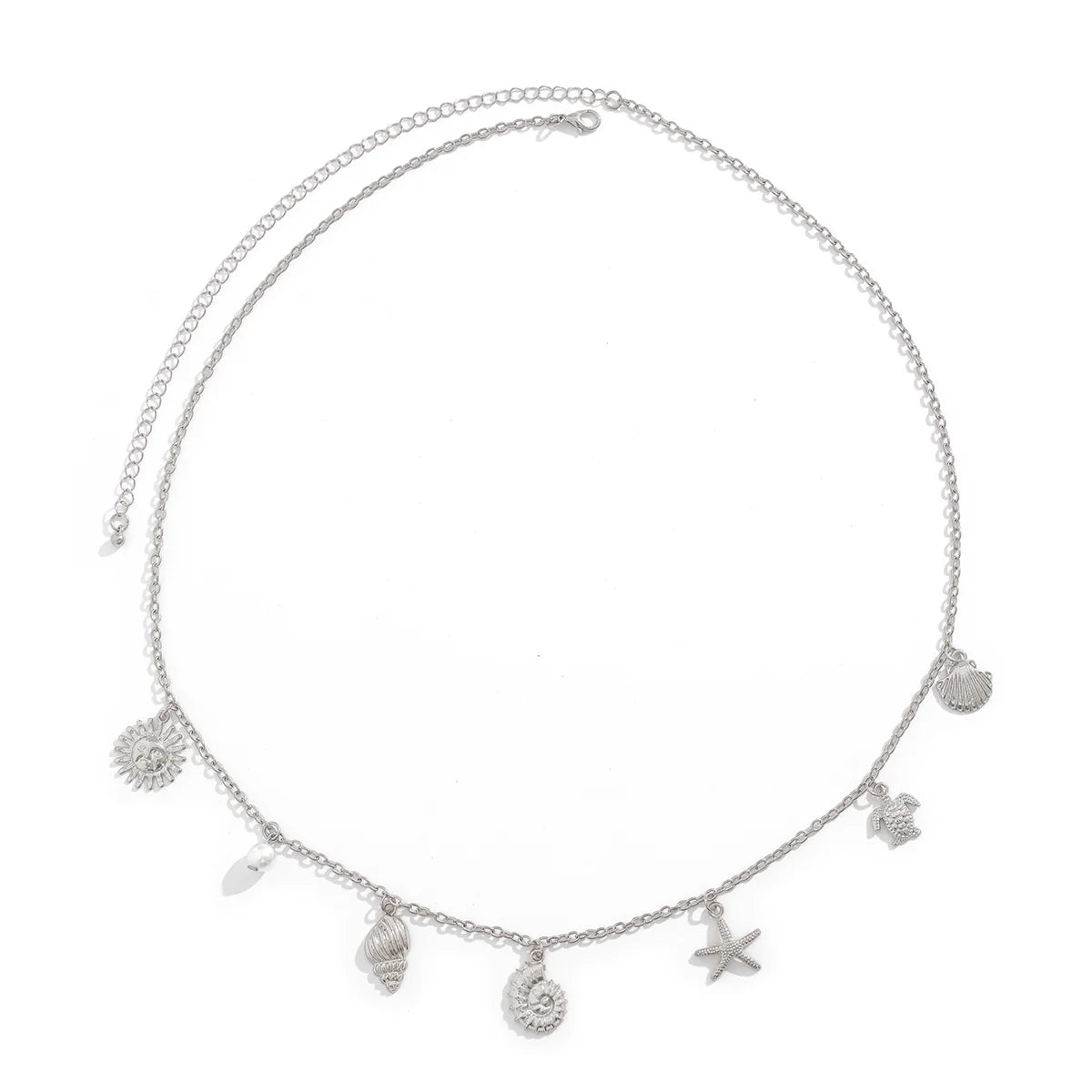 Ottilie Seashell Starfish Waist Chain - Conch Starfish Silver
