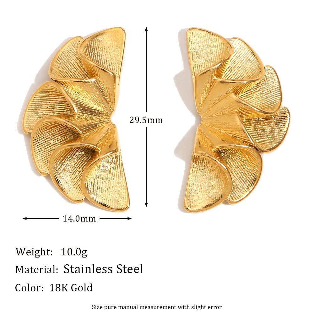 Maira Gold Petal Earrings - Pleated Petal Earrings - Gold [EZIM8QLH]