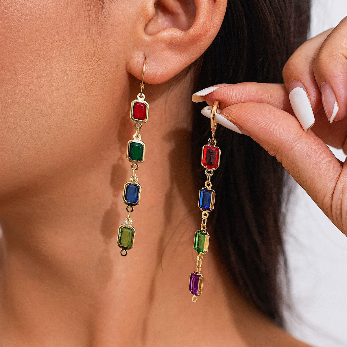 Corah Heart & Square Crystal Necklace - Style 3 Stud Earrings Gold-tone [TB139P4P]