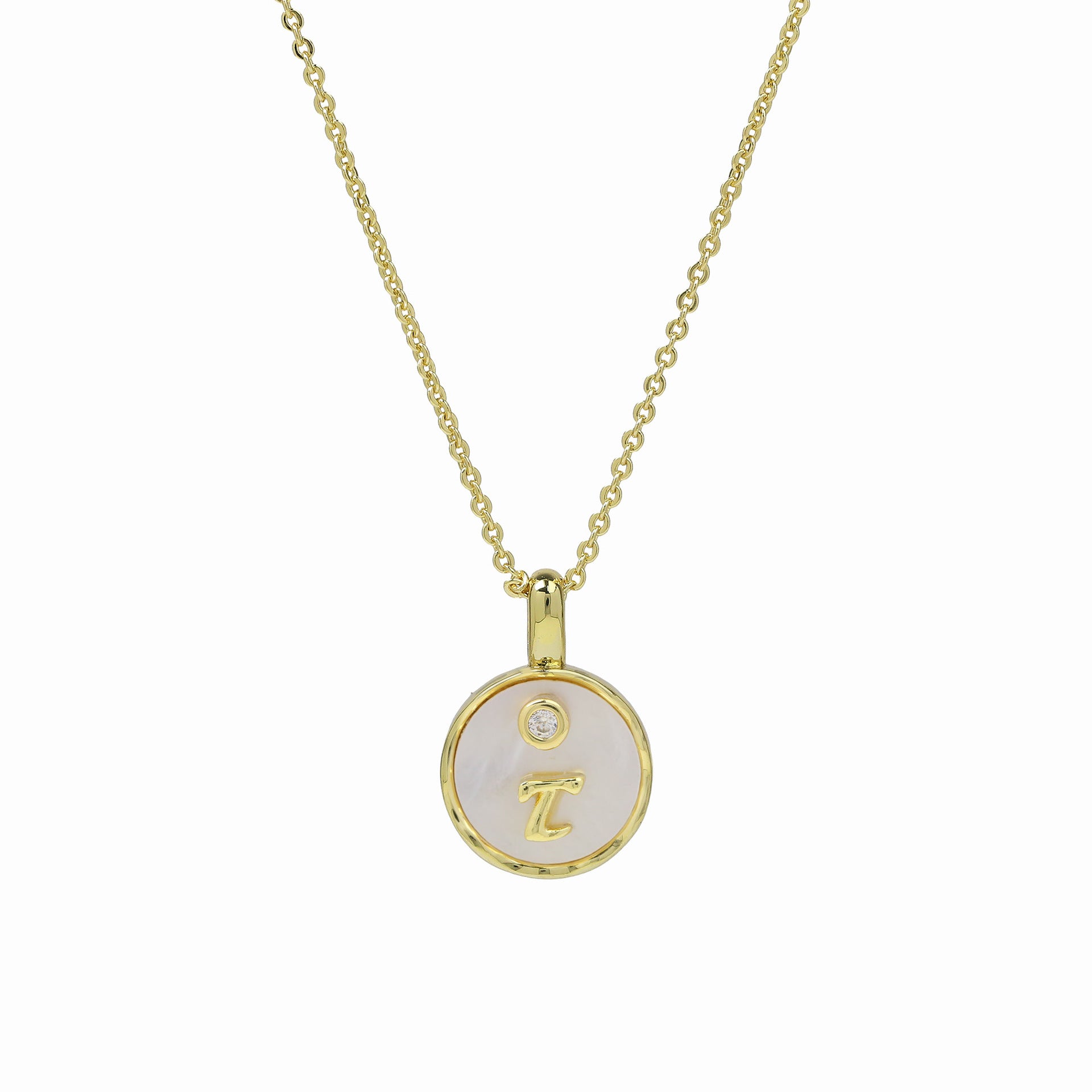 Haset Cursive Initial Pearl Necklace - Initial T [DIIK0JJ9]