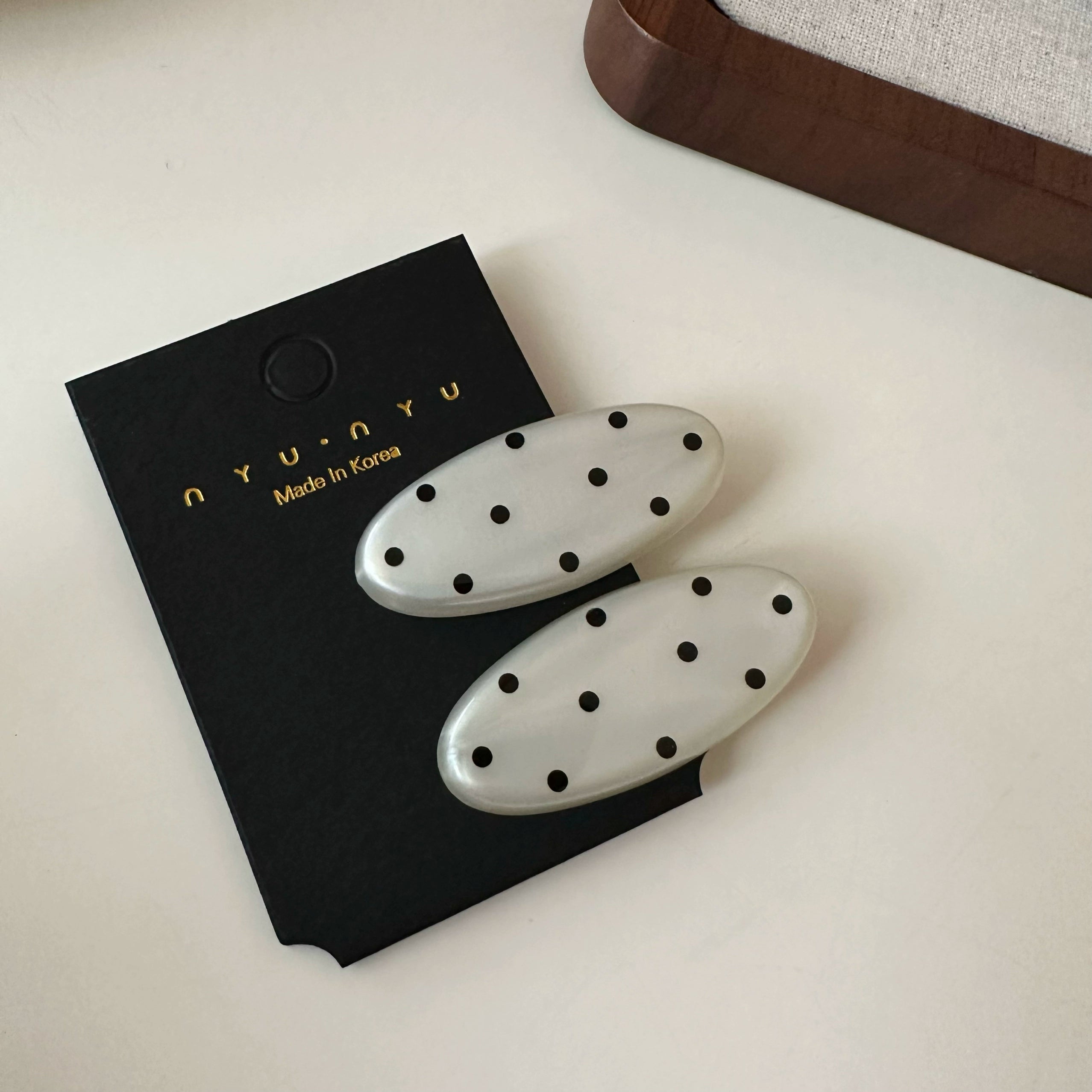 Aditi Polka Dot Hair Clip - White (Pair) [7LIQFXC7]