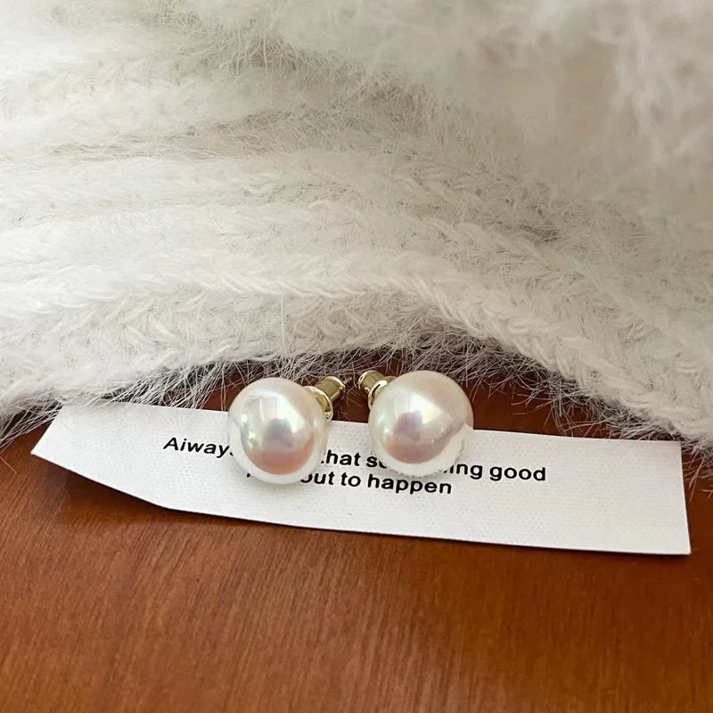 Mason Elegant Mabe Pearl Studs - 1.2cm Mabe Pearl