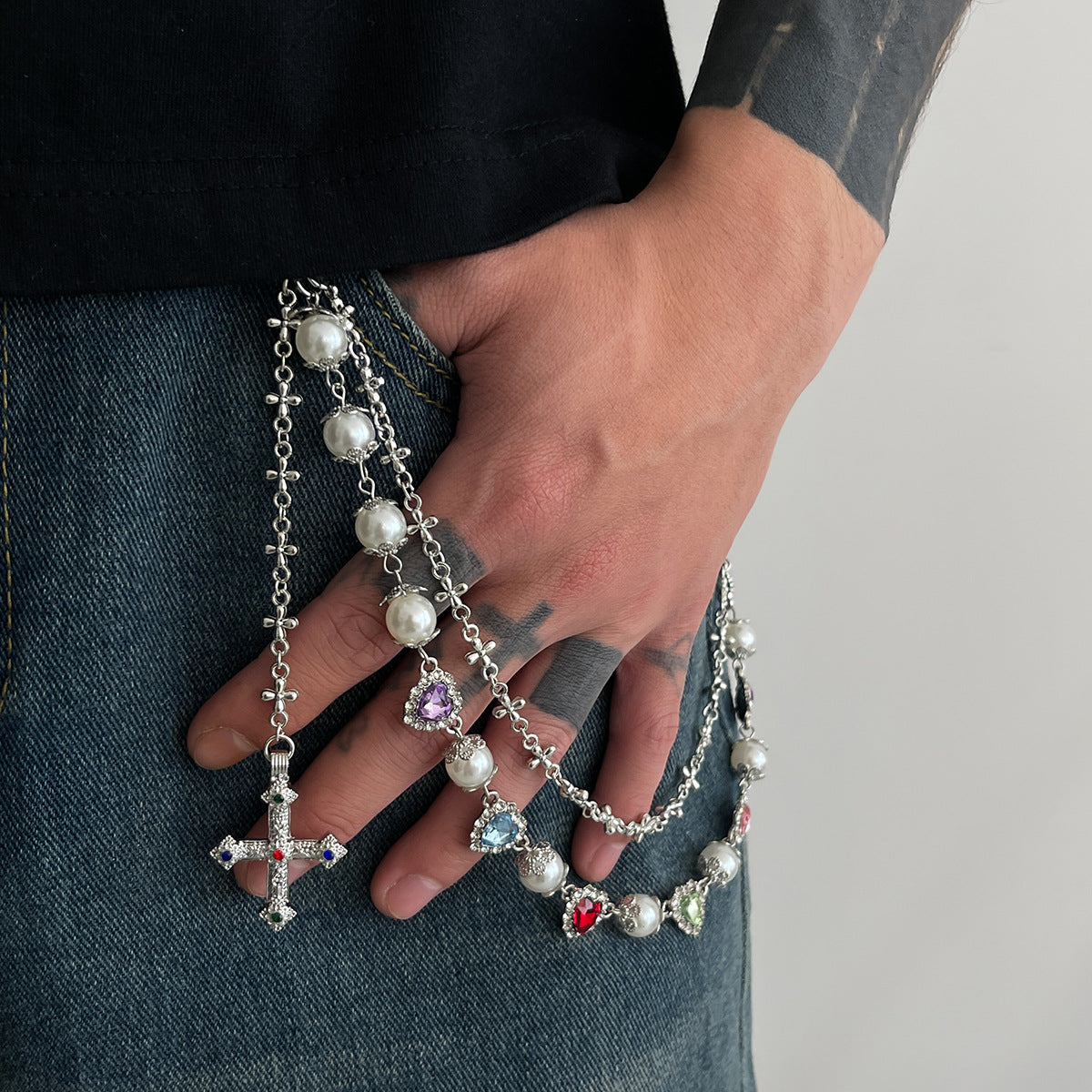 Laramie Pearl Floret Pants Chain - Silver Style D [2JCVGYUW]