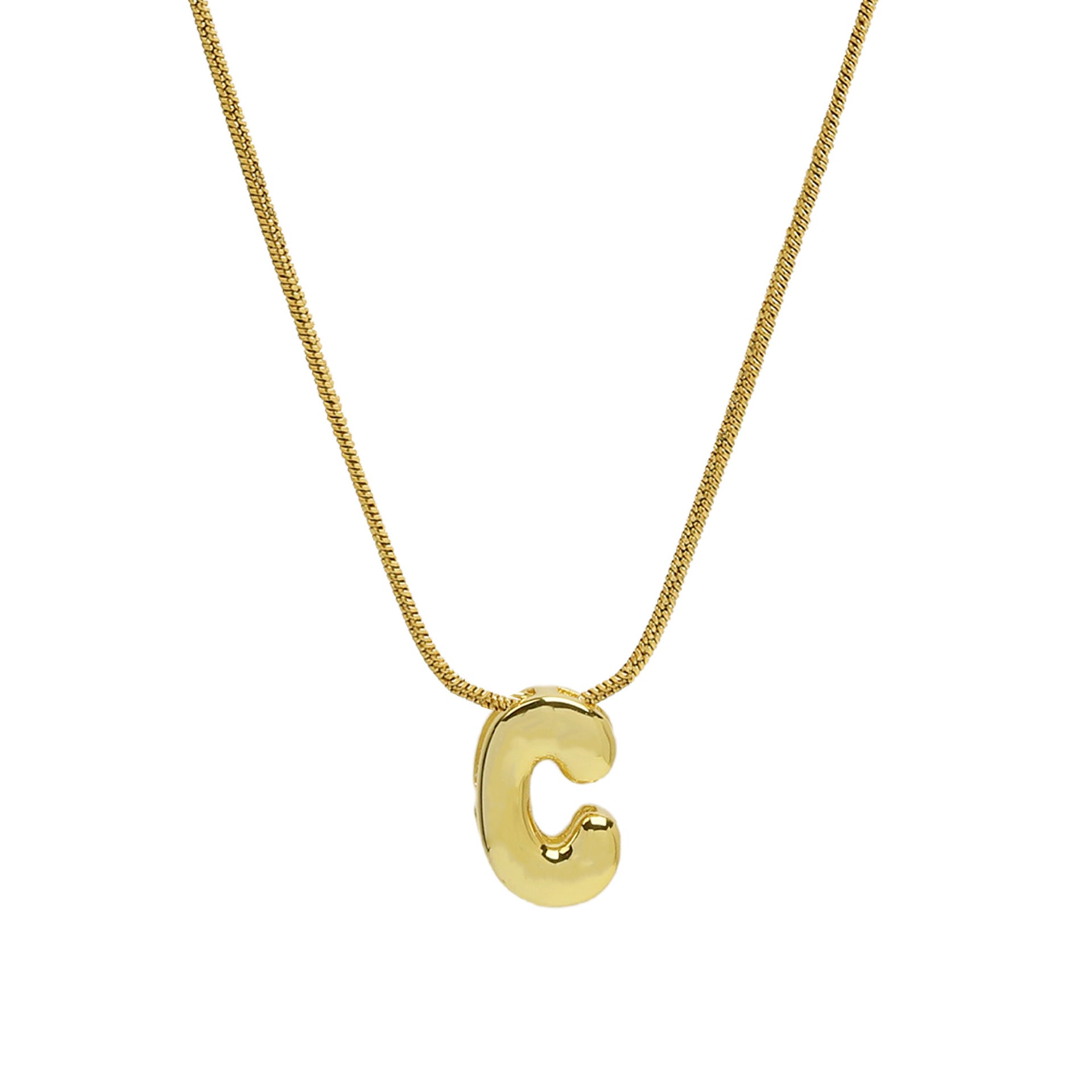 Hallie Initial Snake Chain Necklace - C Letter Necklace [EAHWGJOP]