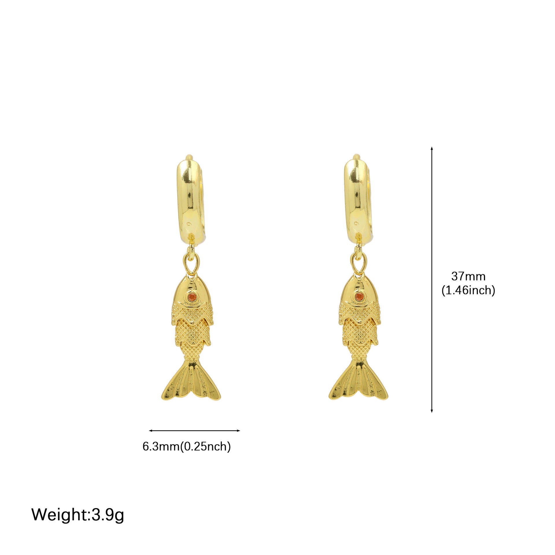 Aurie Gold Koi Hoop Earrings - Small [XB61MA3B]