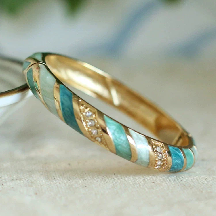 Amellia Enamel Eye Bangle - Lake Blue Spiral Pattern