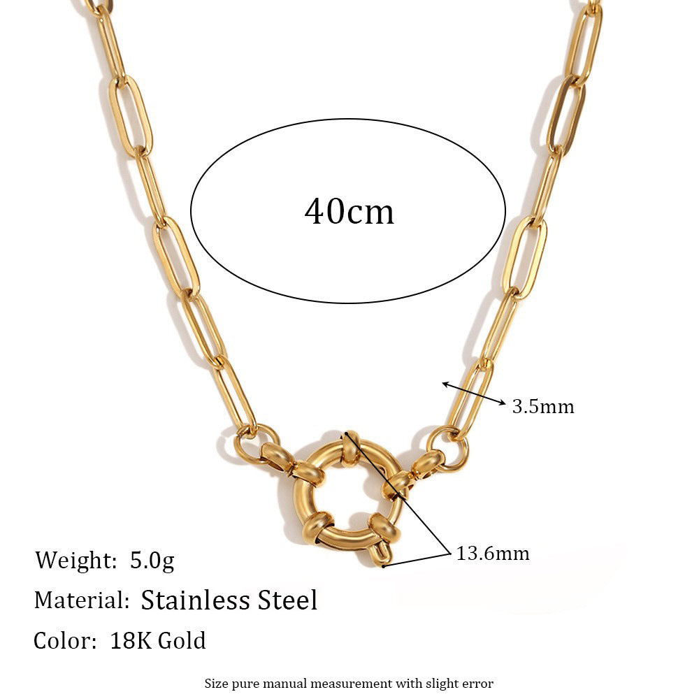 Gittel Gold Blade Chain Necklace - Paperclip Chain Spring Buckle Pendant Necklace - Gold [0OHWPYFS]