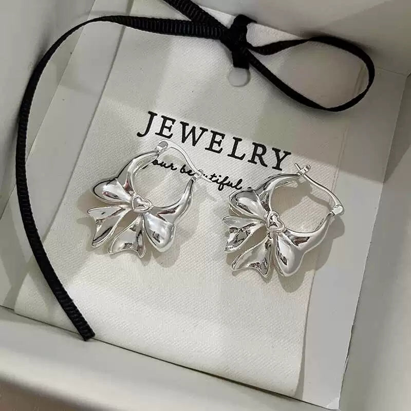 Sharlene Statement Bow Earrings - Silver [2NCVJIEJ]
