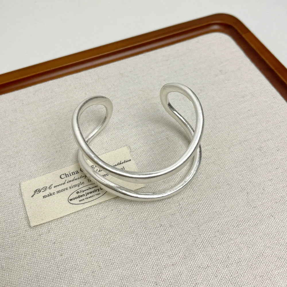 Brandy Corrugated Open Cuff - Silver [JI2D705K]