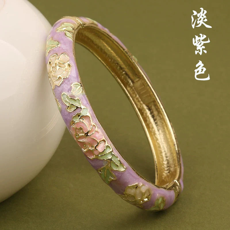 Lana Chinoiserie Floral Bangle - Light Purple (10mm)
