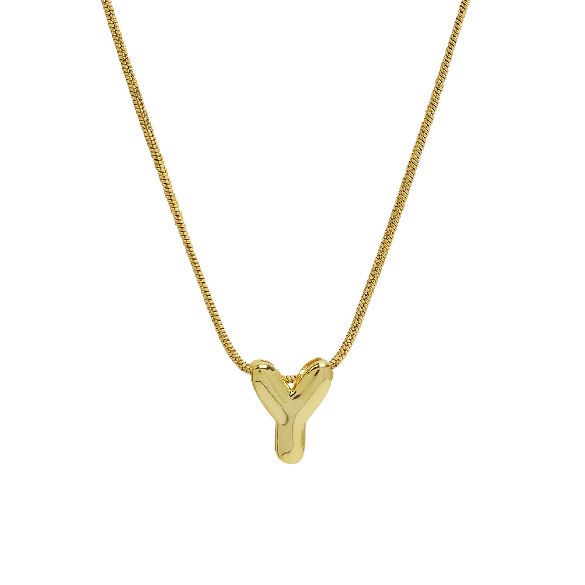 Hallie Initial Snake Chain Necklace - Y Letter Necklace [2JXTZRN9]