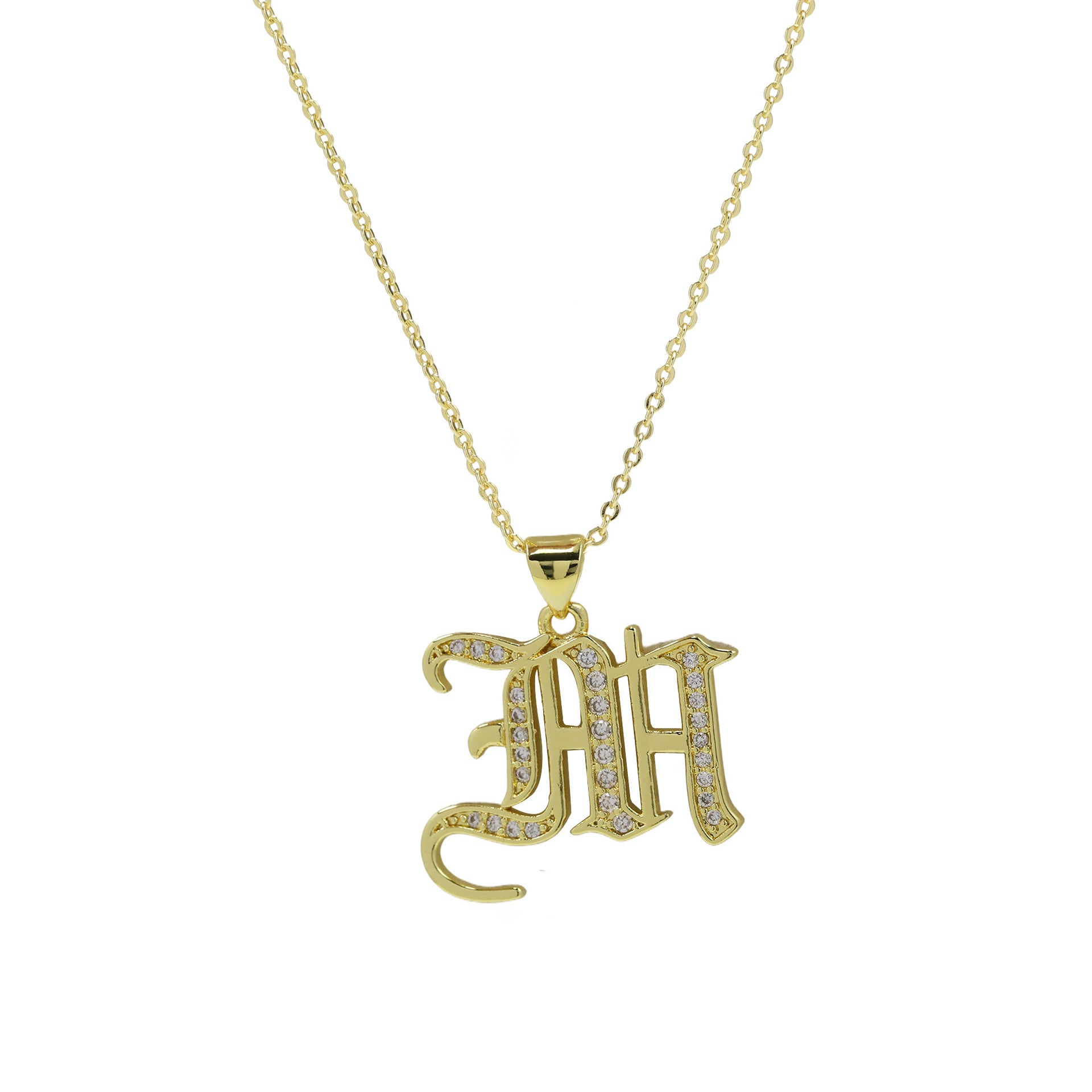 Lawson Old English Initial Necklace - M Necklace [AVL04IVA]