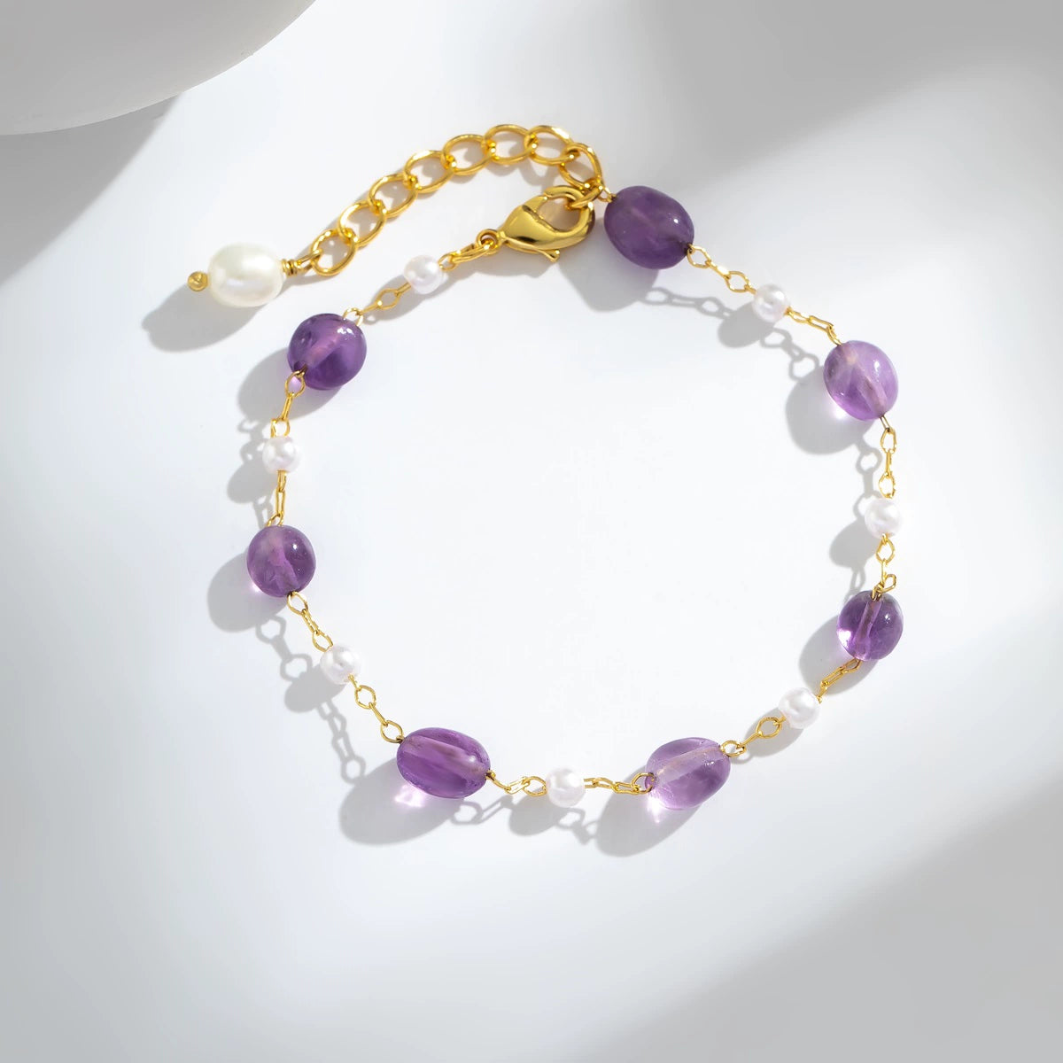 Rose Gemstone Beaded Necklace - Purple Natural Stone Bracelet [YIMV98VW]