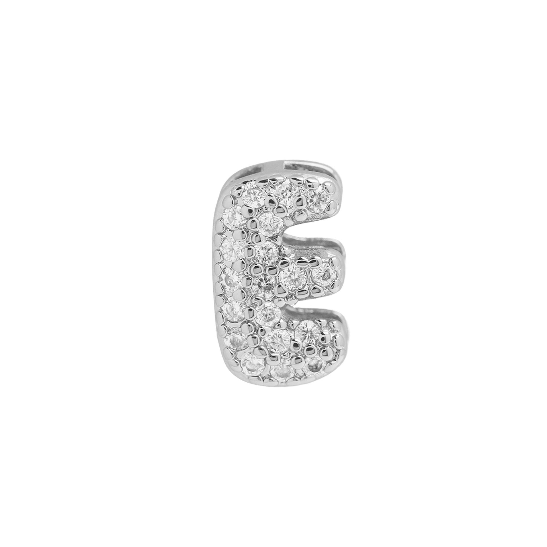 Rosalyn Bubble Letter Necklace - Silver Letter E Pendant [79N3Y6XJ]