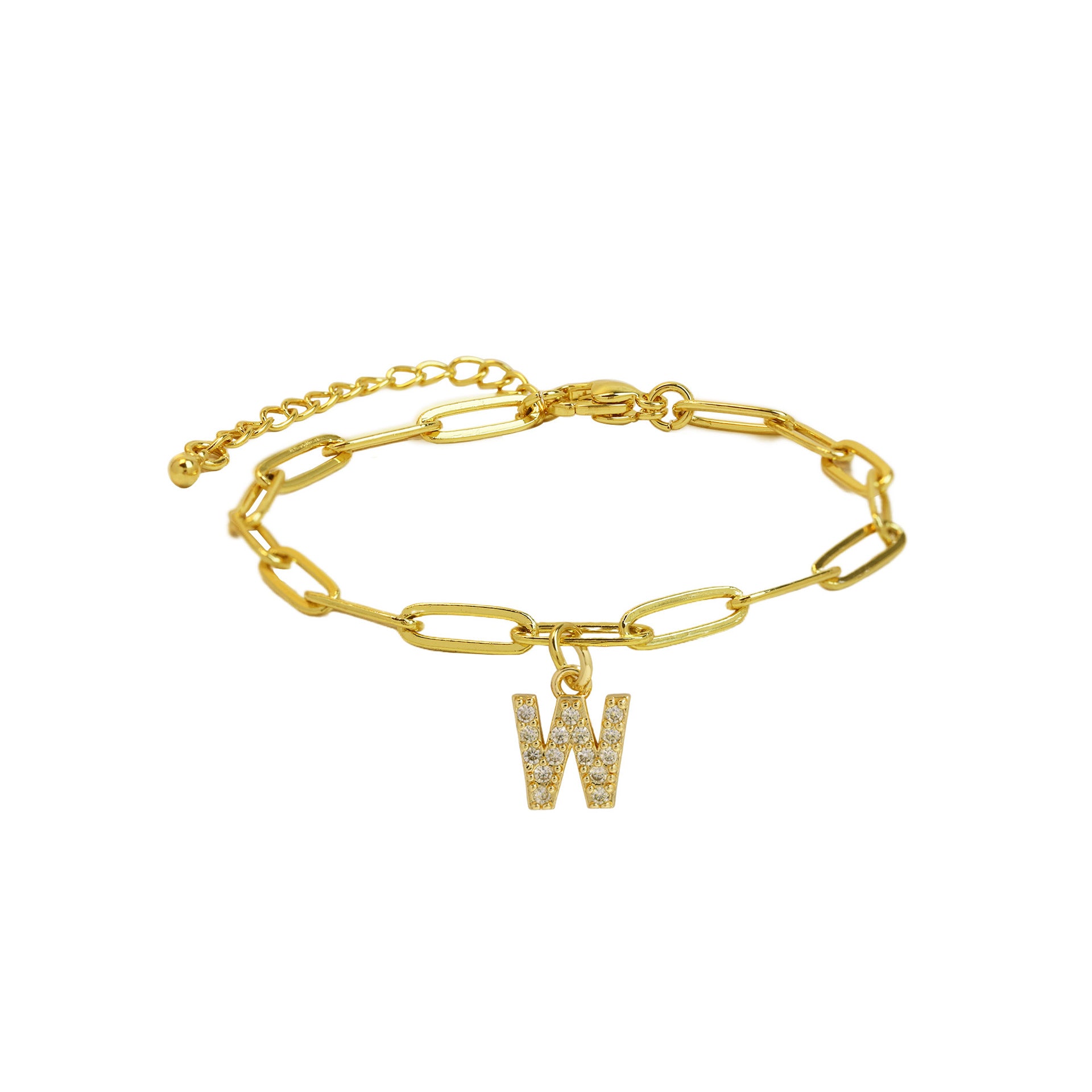 Jenessa Micro Inlay Letter Bracelet - W [QGARG2US]