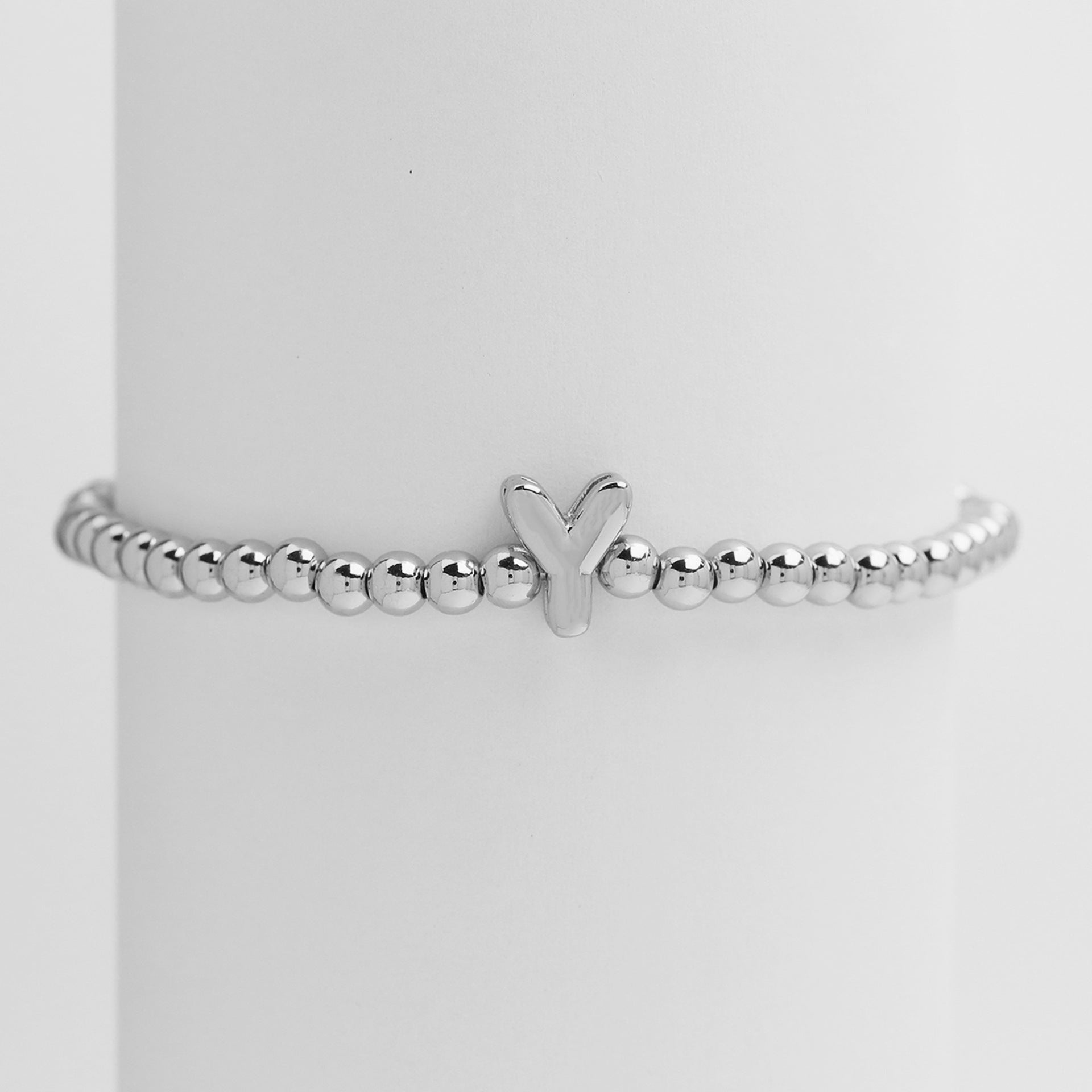 Jorie Polished Letter Bracelet - Silver Y [O0N1XA2I]