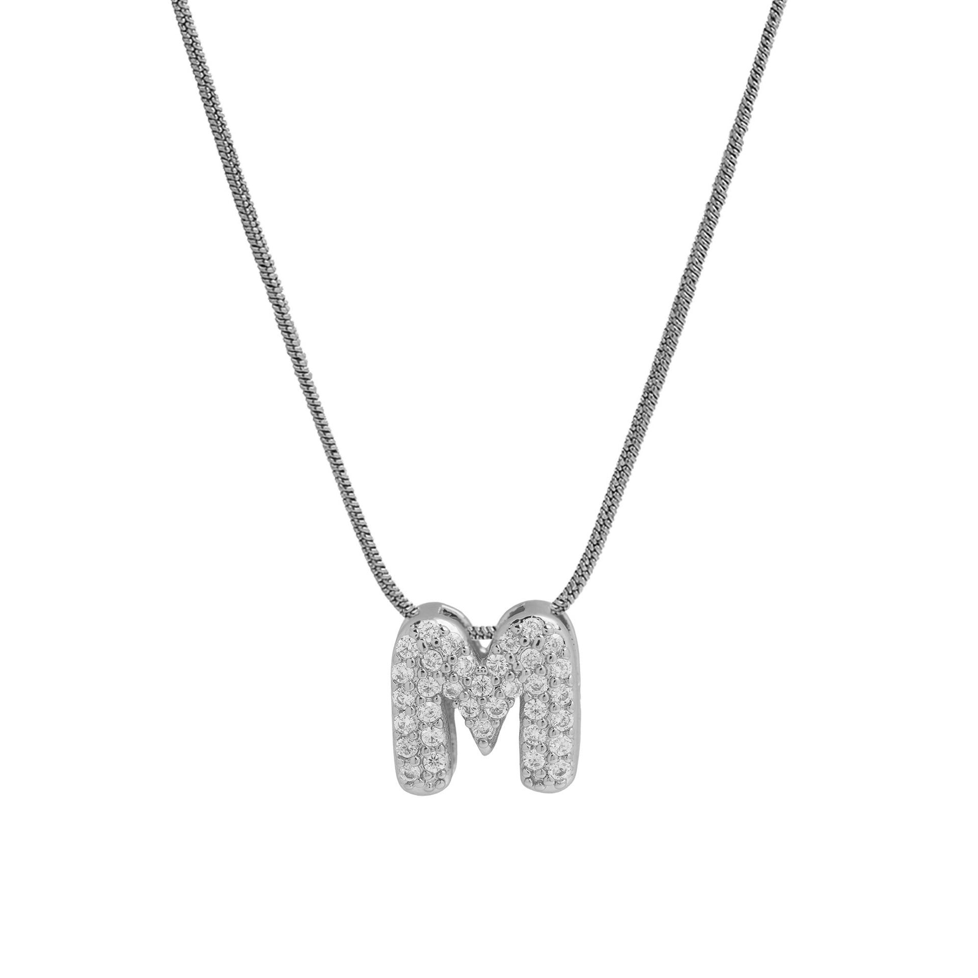 Deborah Initial Snake Necklace - Silver-tone M Initial [S3A44RNK]