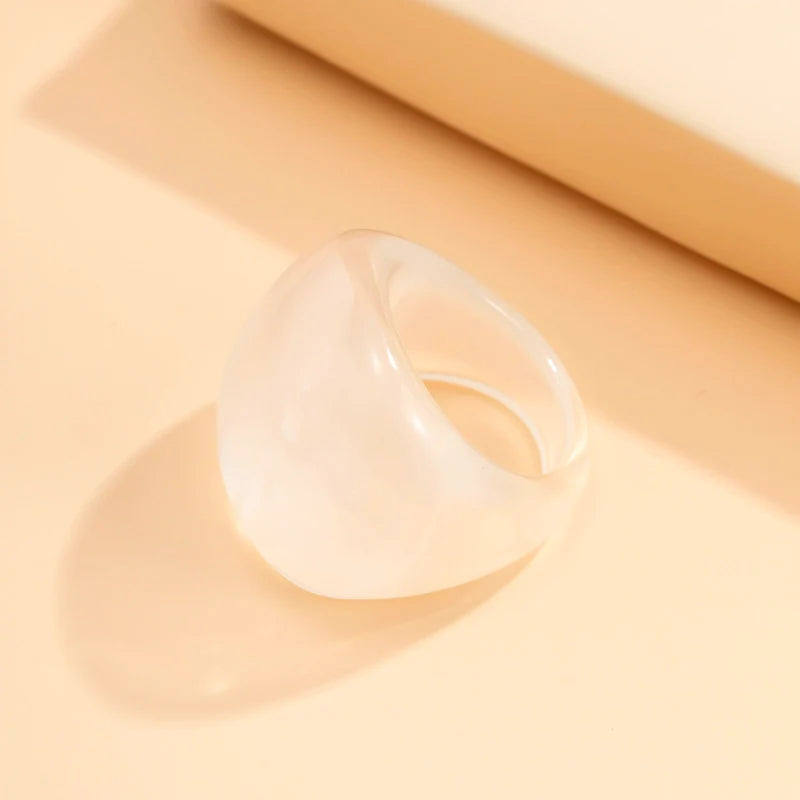Lanaya Colorful Resin Ring - Transparent (with an '8' on surface)