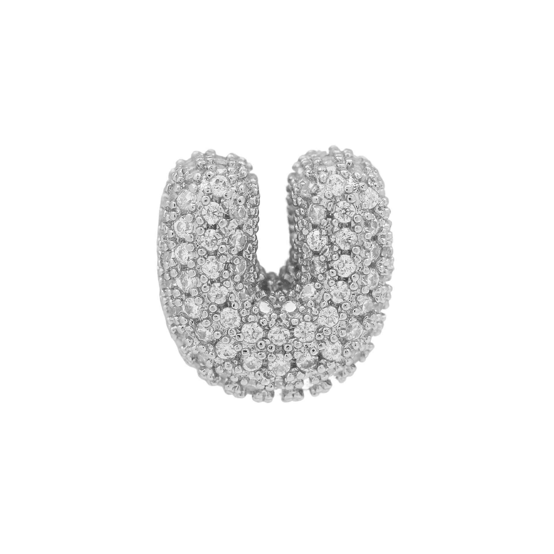 Jehlani Zircon Bubble Letter Necklace - Silver U Pendant [KG0BTBDL]