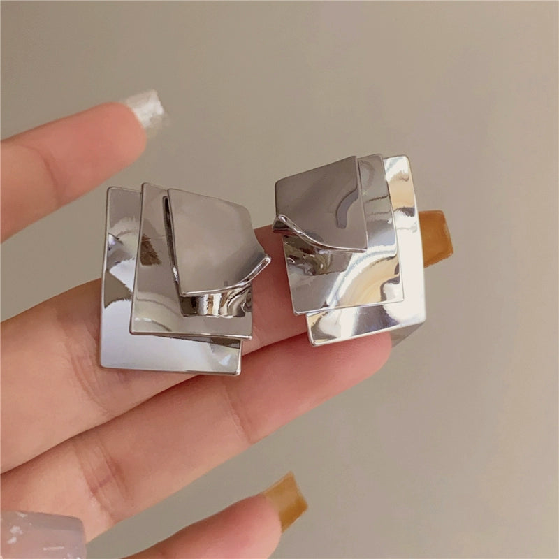 Kassidee Layered Geometric Earrings - Silver [TQB1SCYD]
