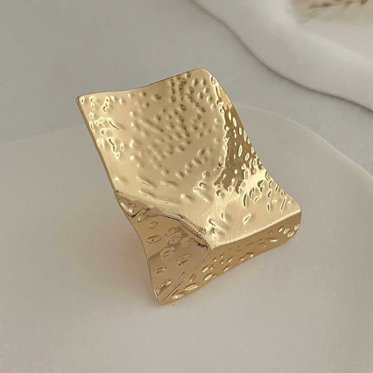 Adalida Geometric Statement Ring - Irregular Geometric Light Gold