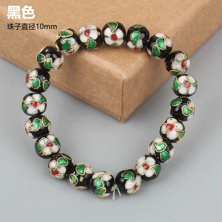 Azuri Enamel Filigree Bracelet - Black 1cm (20 beads)