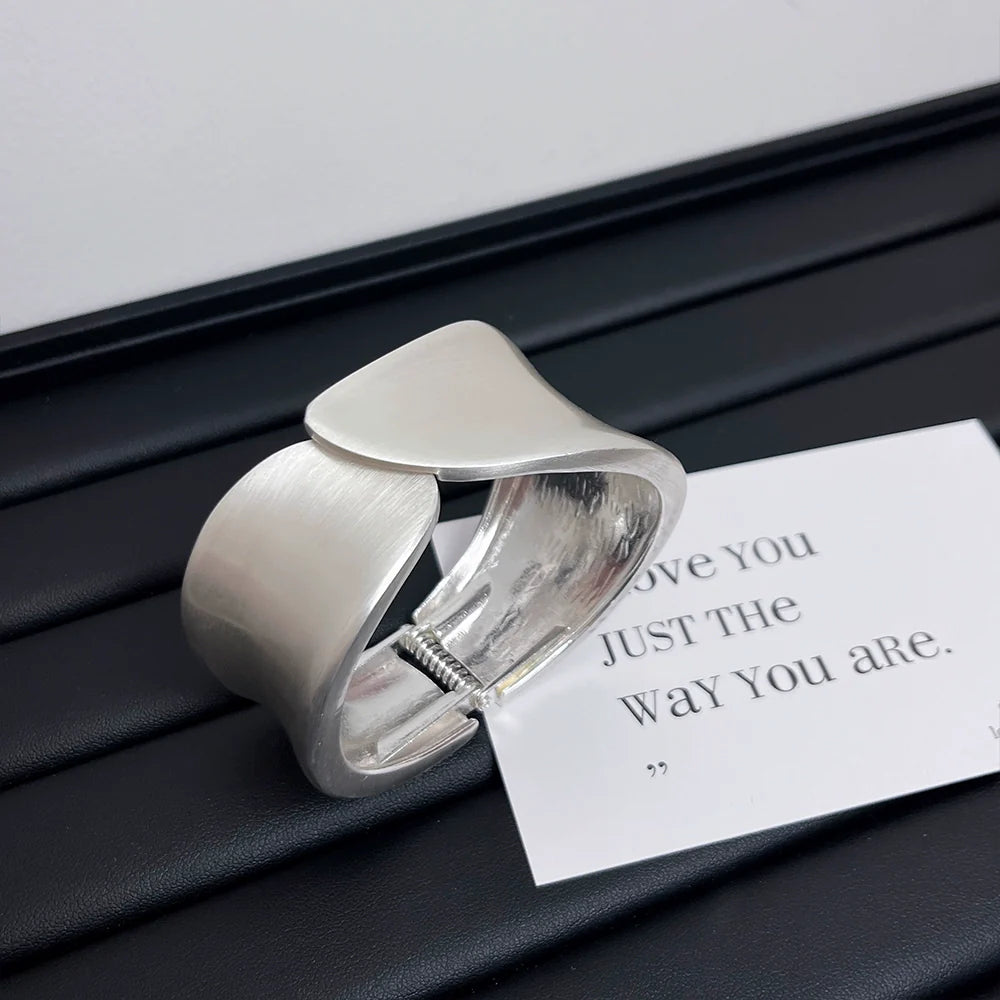 Serina Elegant Cuff Bracelet - Matte Silver Bracelet