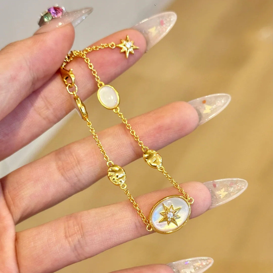 Meena Iris Zircon Bracelet - Mother-of-pearl Star Bracelet (16+3cm) [4TVFHCDL]