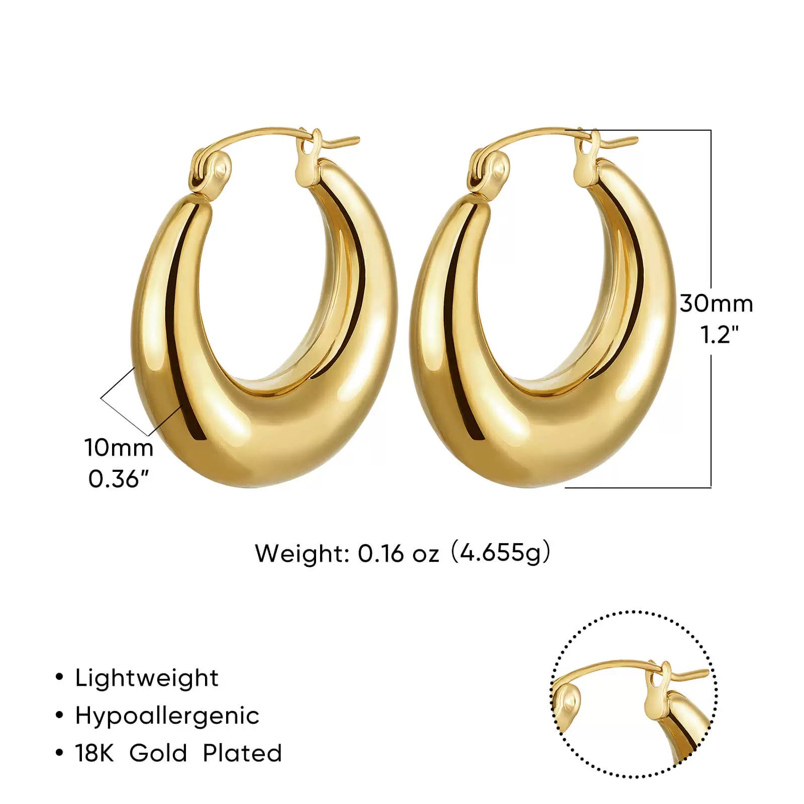 Phoebe Gold Chunky Hoop Earrings - E3397G