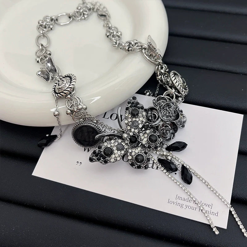 Klaudia Butterfly Crystal Choker - Necklace