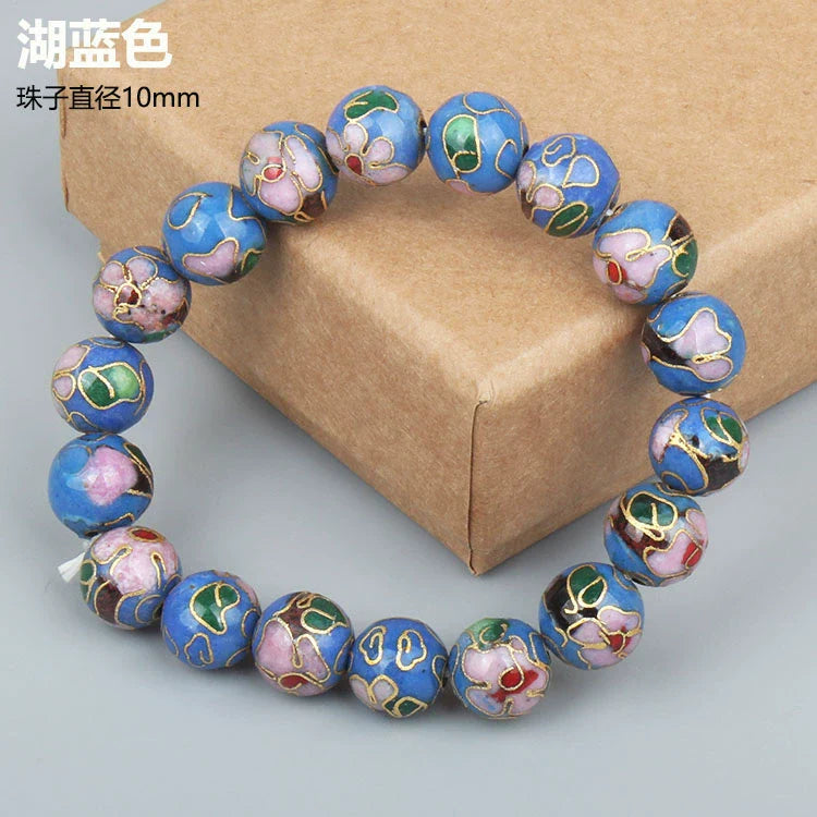 Charlie CloisonnŽ Beaded Bracelet - Lake Blue - 10mm Bead
