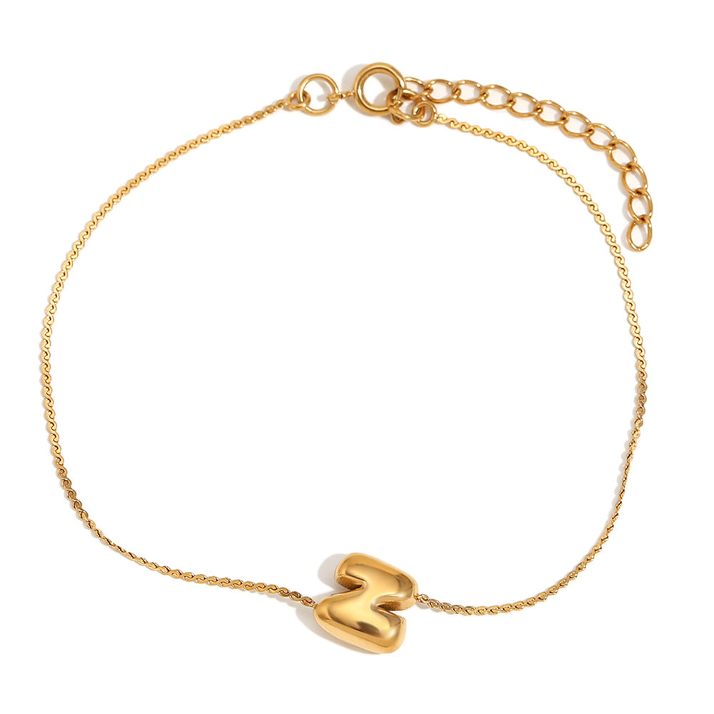 Ilah Bubble Letter Chain Bracelet - Bubble Letter N - Gold [6KWTG9LP]