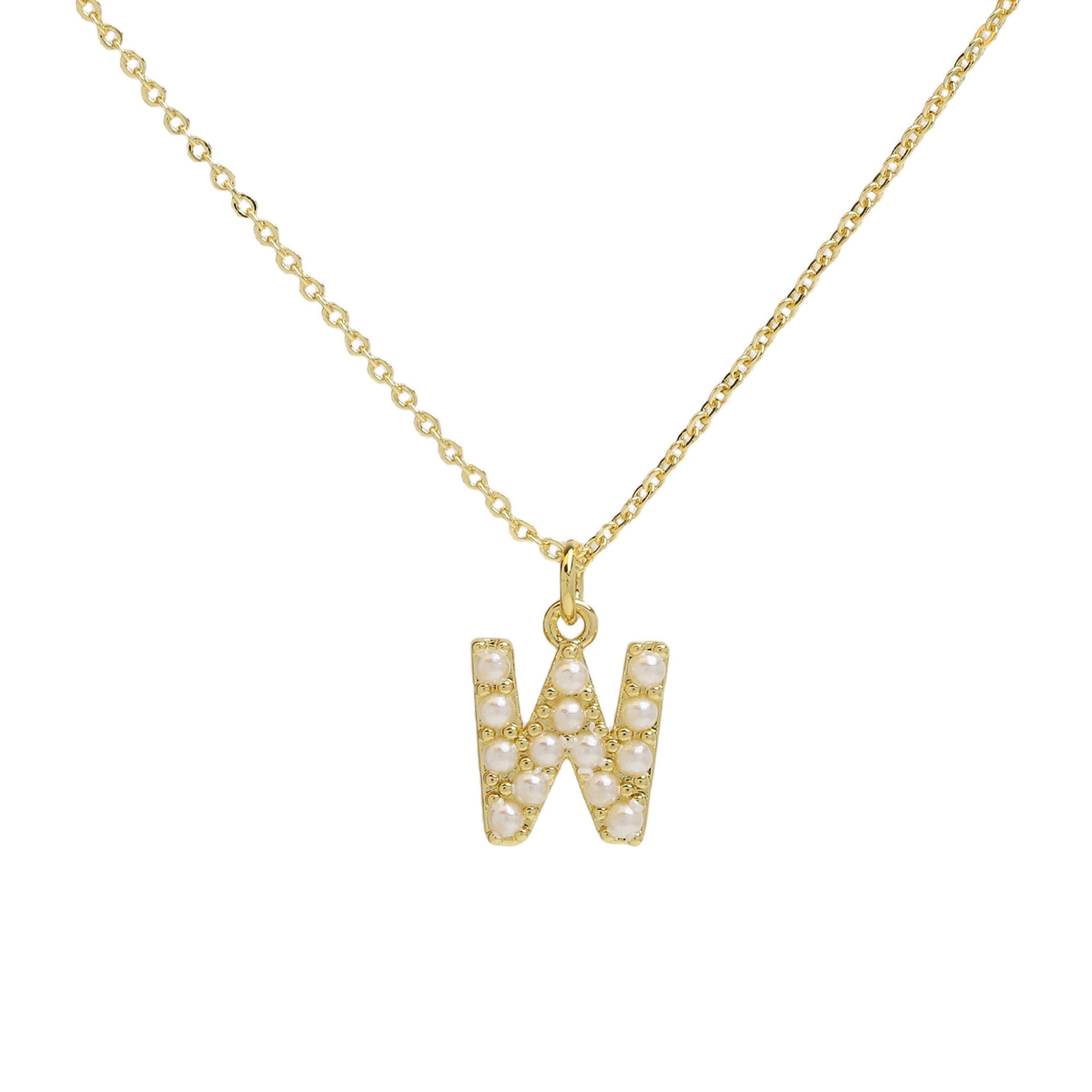 Ayaana Pearl Initial Necklace - Initial W [HJTJ1EXJ]