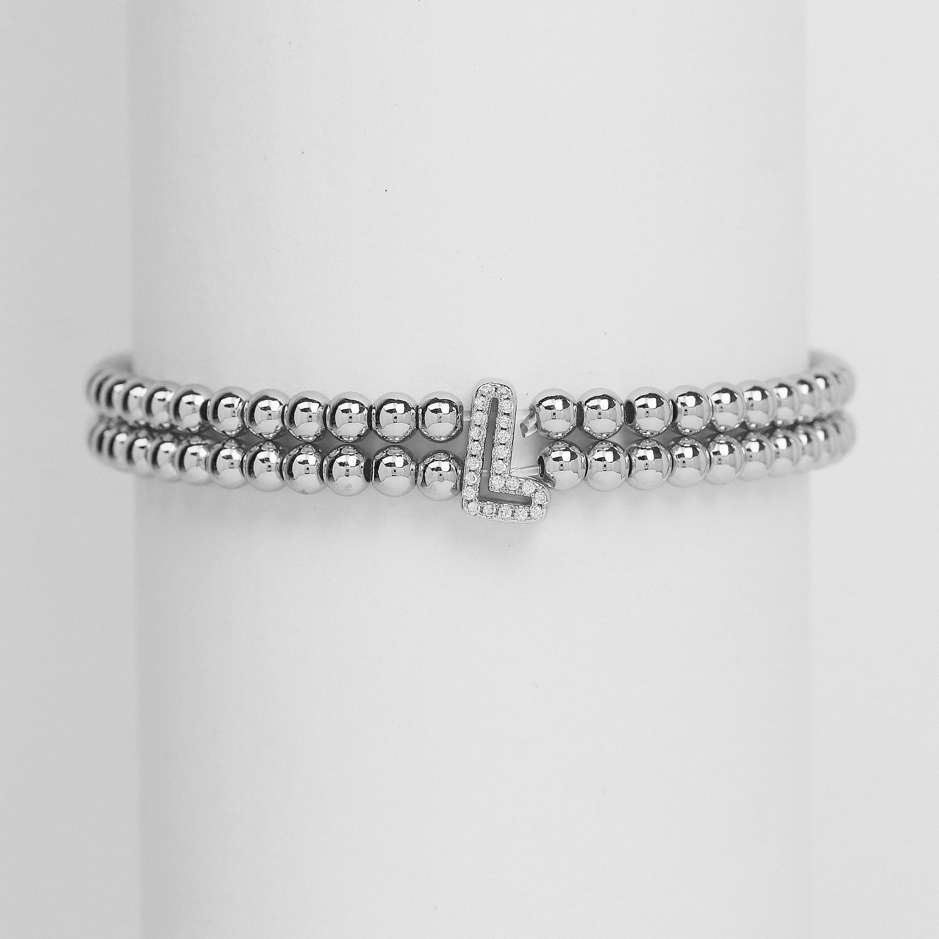Alexandra Bubble Initial Bracelet - Silver L [TKRMY755]