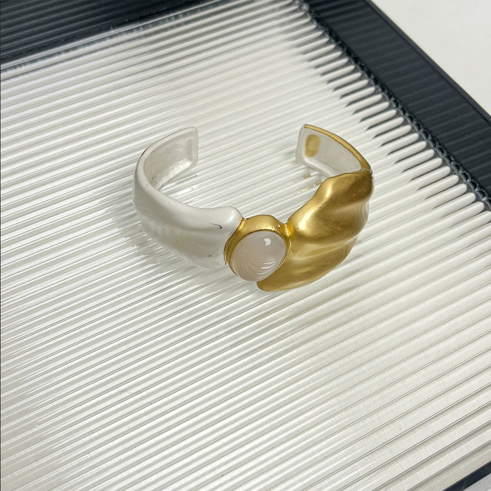 Kensleigh Agate Cuff Bracelet - Gold and Silver Two-Tone Bracelet [TASKJ5PI]