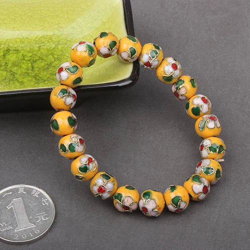 Azuri Enamel Filigree Bracelet - Yellow 1cm (20 beads)