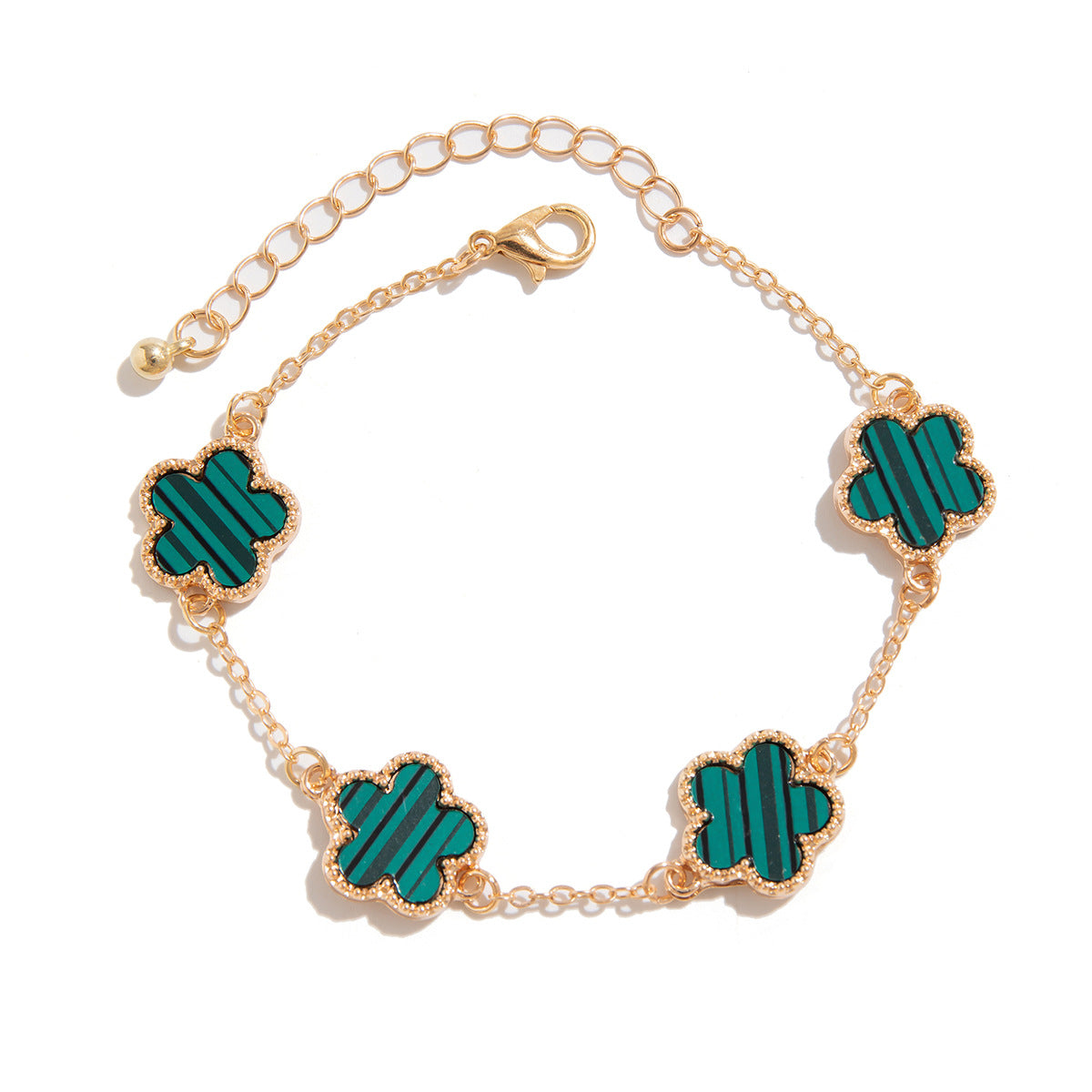 Corbin Five-Leaf Charm Bracelet - Gold + Green [9U9VKE5R]