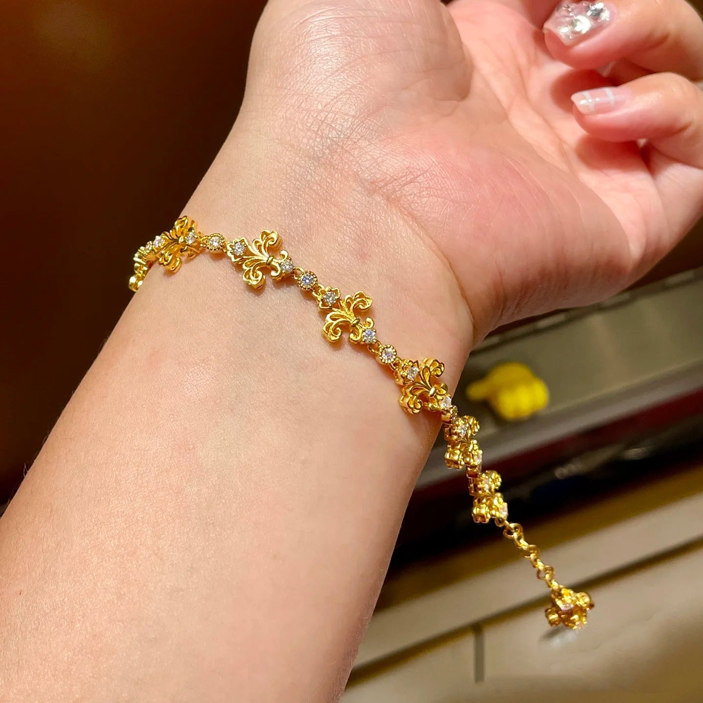 Meena Iris Zircon Bracelet - Iris Flower Bracelet (16+3cm) [AA5TRU1W]