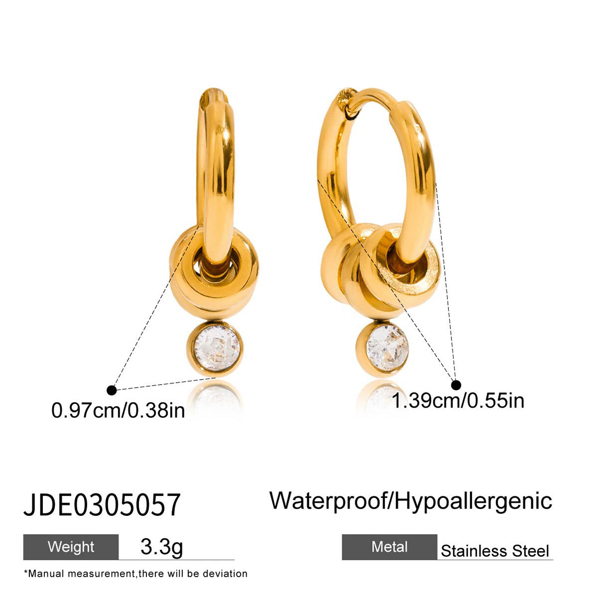 Storie Zircon Stainless Earrings - JDE0305057 [WIU38A6H]