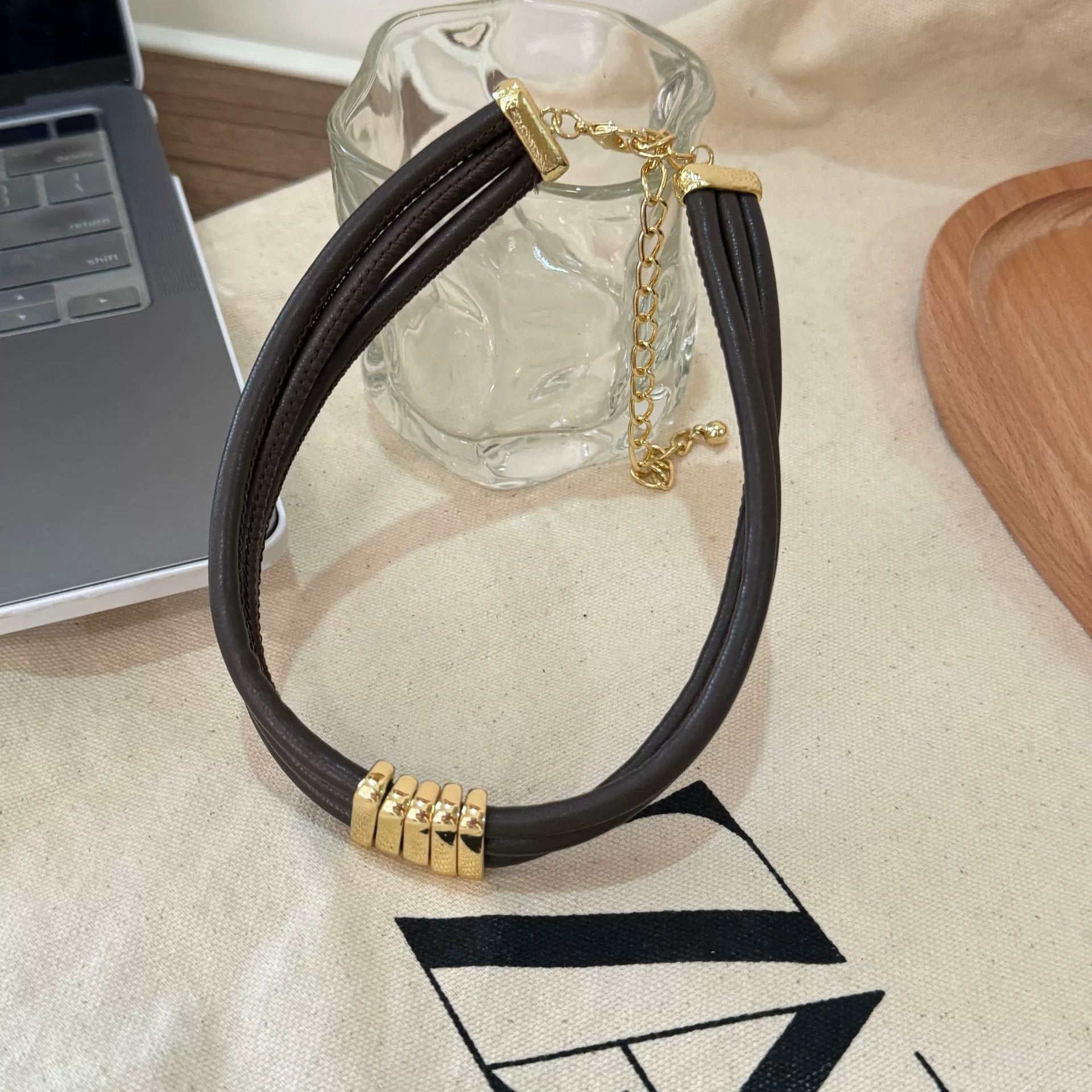 Adina Edgy Geometric Choker - Geometric Metal Necklace [H3D9Y5X4]