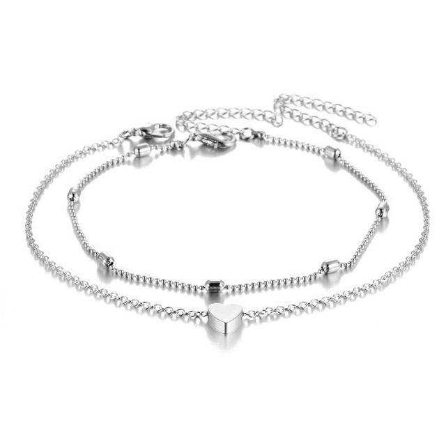 Neema Layered Heart Charm Anklet - Anklet G003