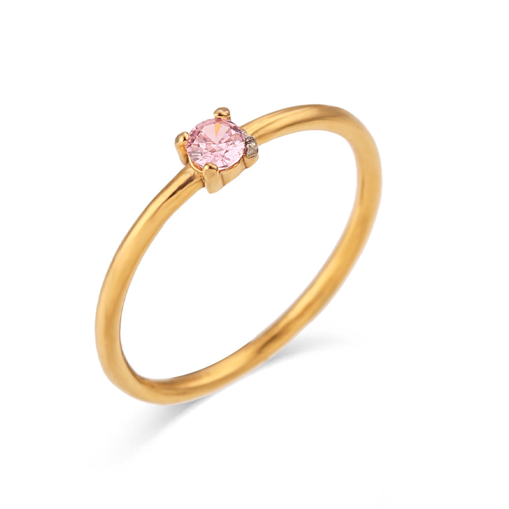 Kenzley Dainty Birthstone Ring - Light Pink [YXJUW1Q4]