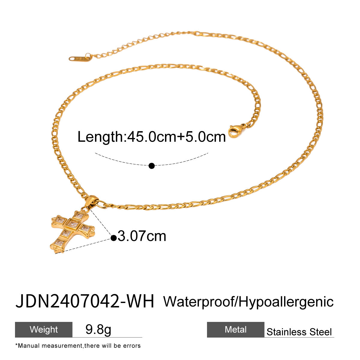 Xia Cross Earring Necklace Set - JDN2407042-WH [P2721OYH]