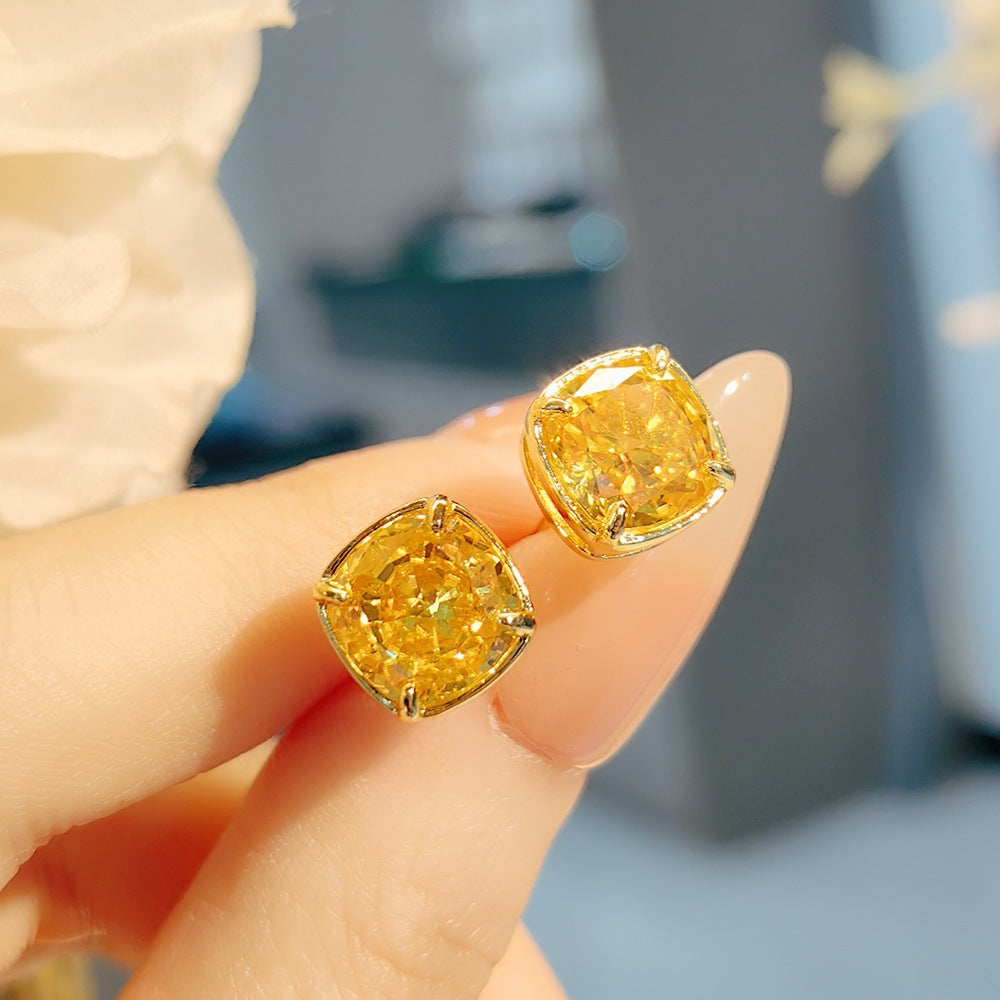 Tyleigh Radiance Gemstone Set - Yellow Diamond Ice Flower Cut Stud Earrings (Pair) [6E7WOQTW]