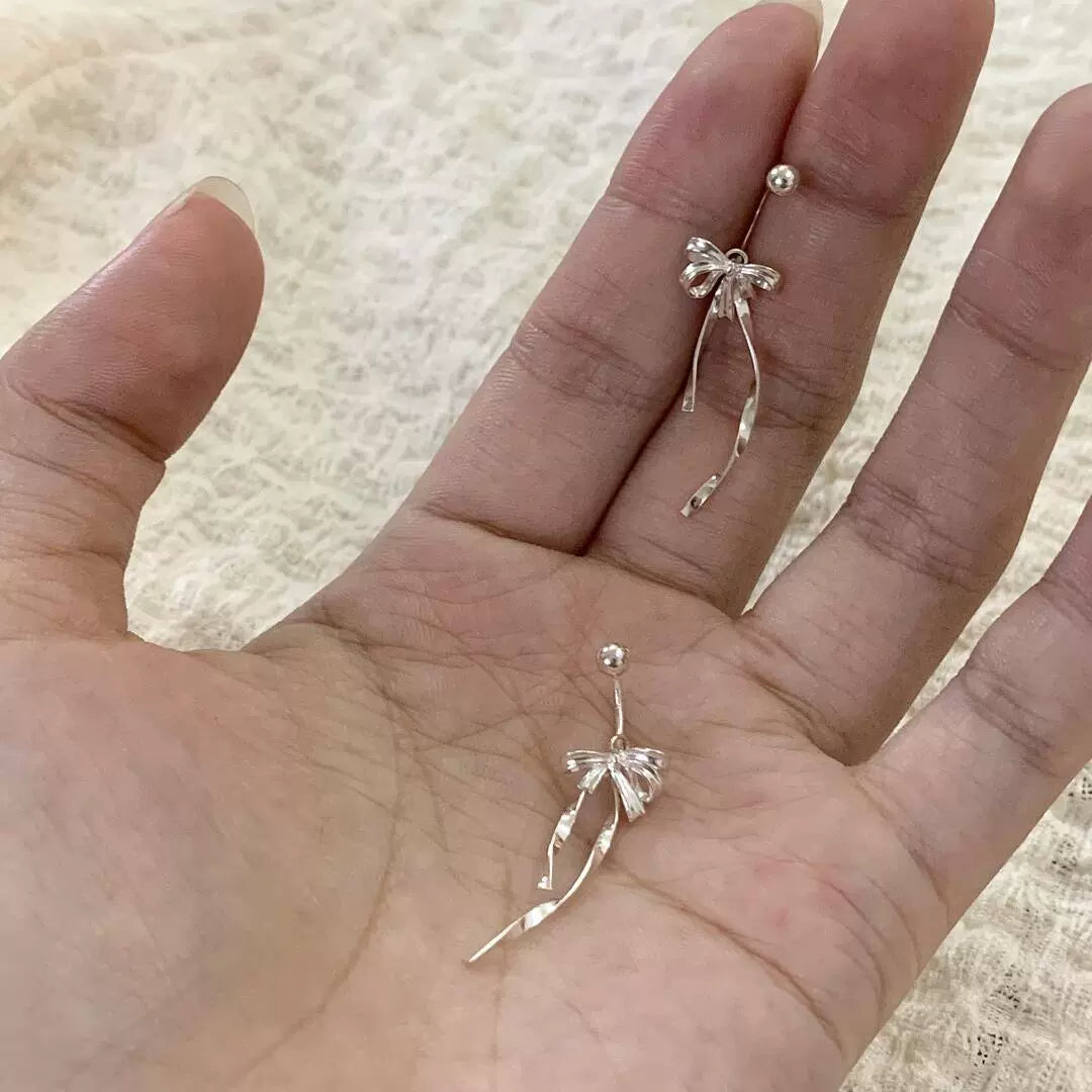 Eloisa Whispering Ribbon Earrings - Bow Ribbon Earrings