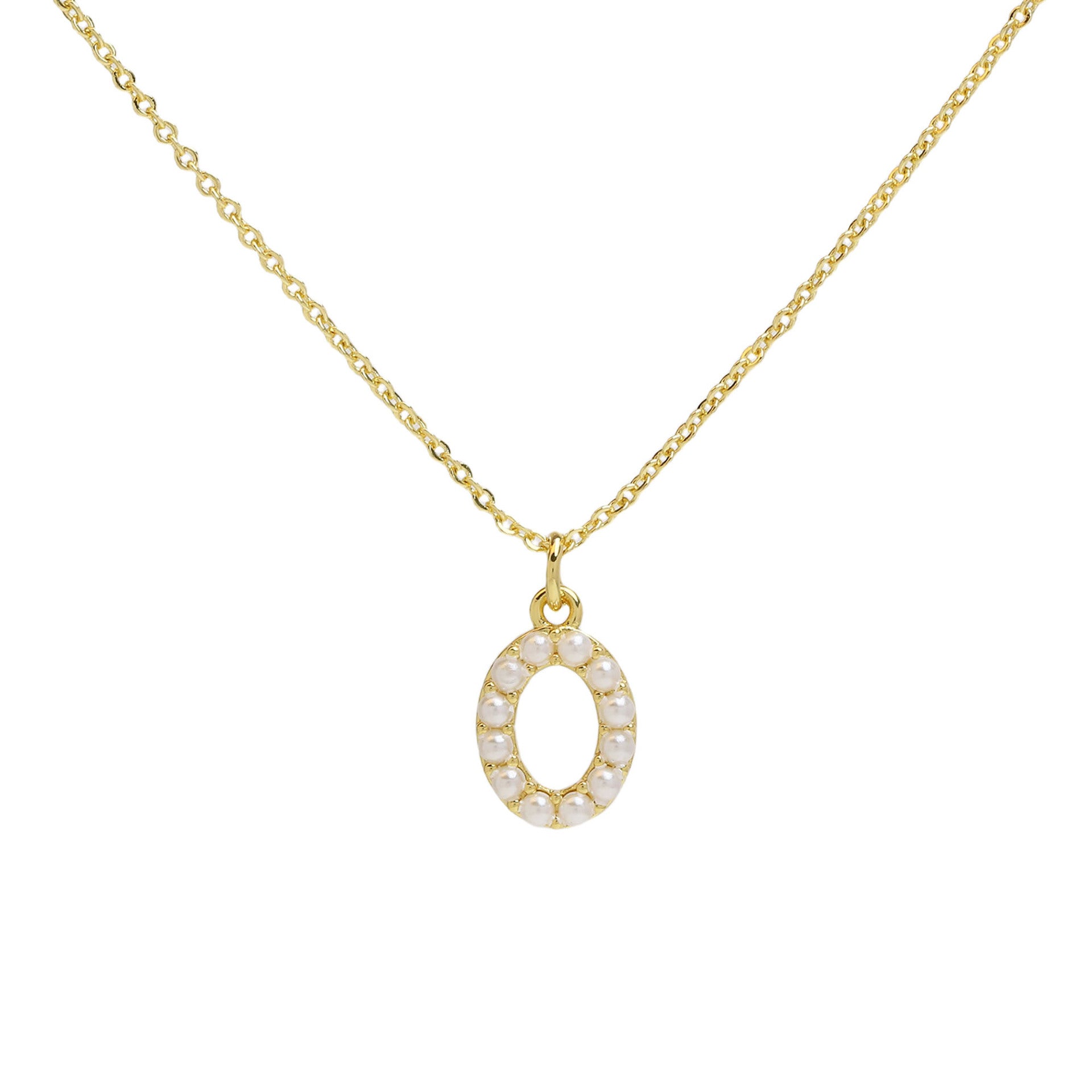 Ayaana Pearl Initial Necklace - Initial O [QFPCFWIR]