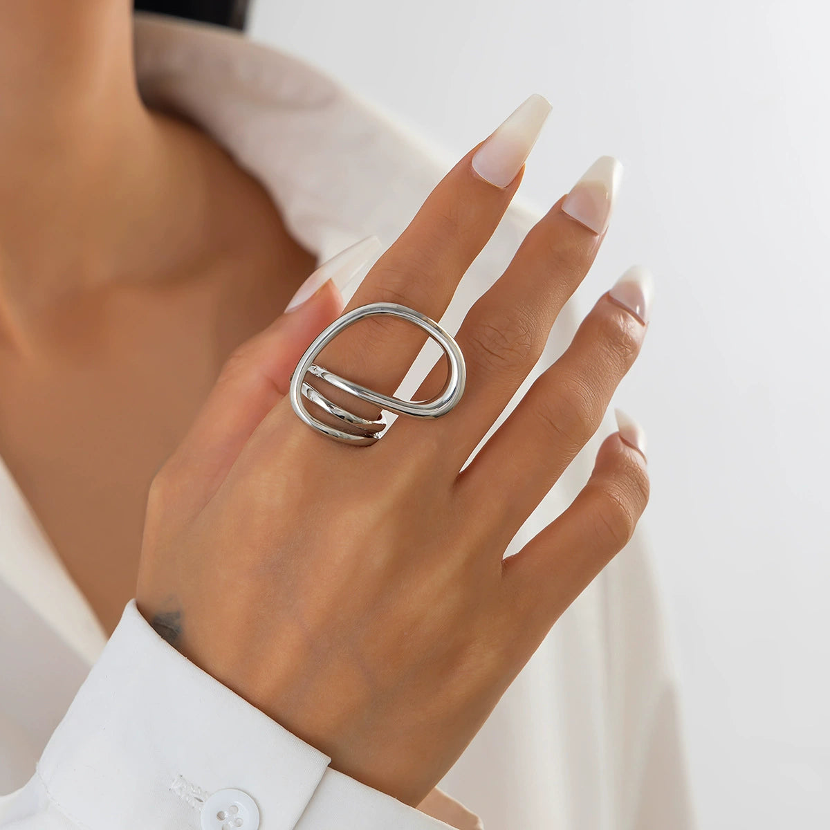 Eniola Sculptural Leaf Jewelry - Ring White K Design 3 [TK815Z6P]