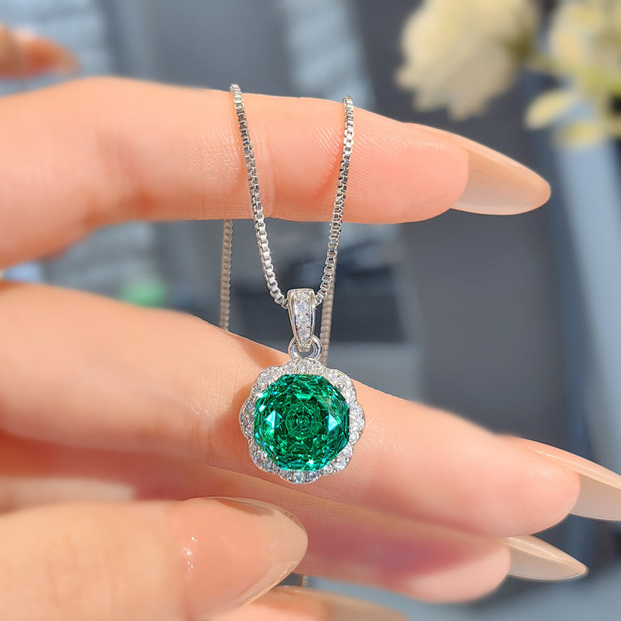 Gracy Floral Gemstone Jewelry Set - Paraiba Pendant (Chain Not Included) [YLJKNIKK]