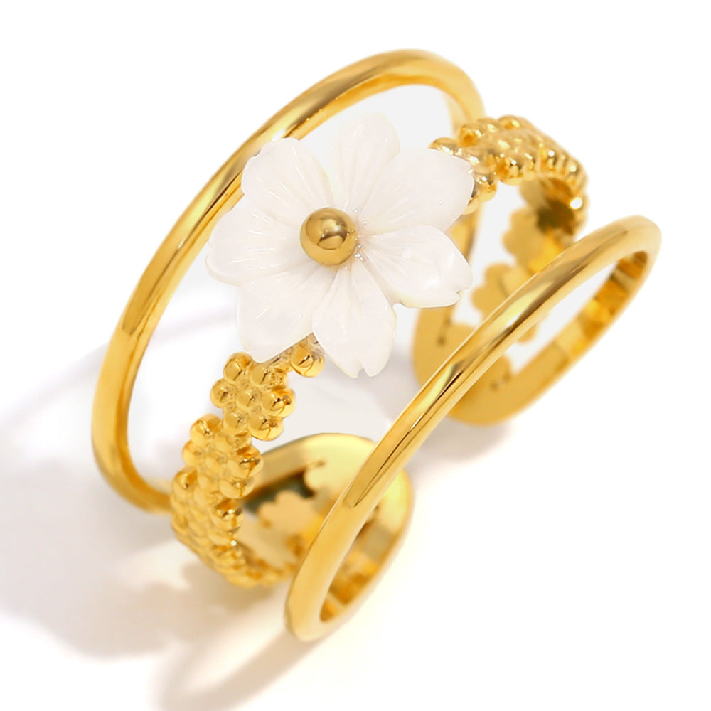 Keren Shell Flower Open Ring - Shell Flower Open Ring - Gold [B0TB62KM]